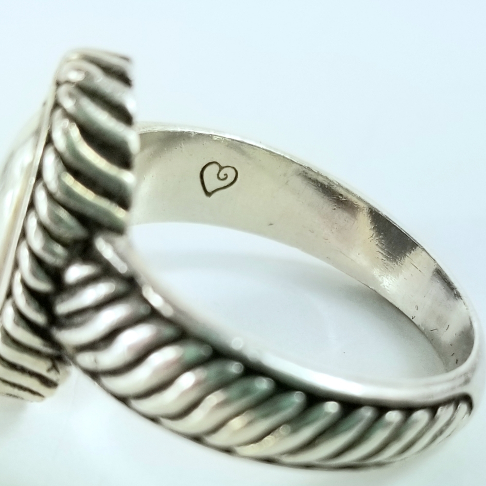 Sz 6 Brighton Sterling Silver Cable Long Cabochon Ring Retired - Picture 7 of 12